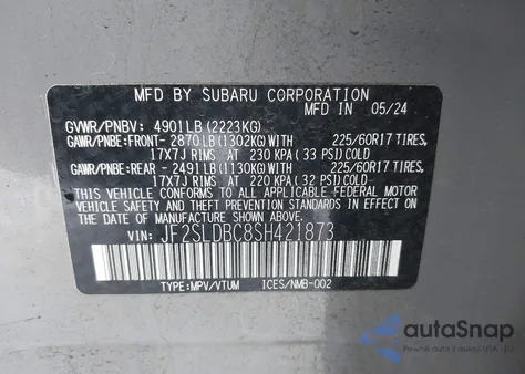 2025 Subaru Forester Premium from USA, damaged, VIN JF2SLDBC8SH421873